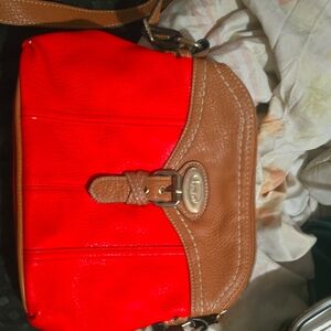 BOC Red and Tan Crossbody Bag with Sophisticated Design